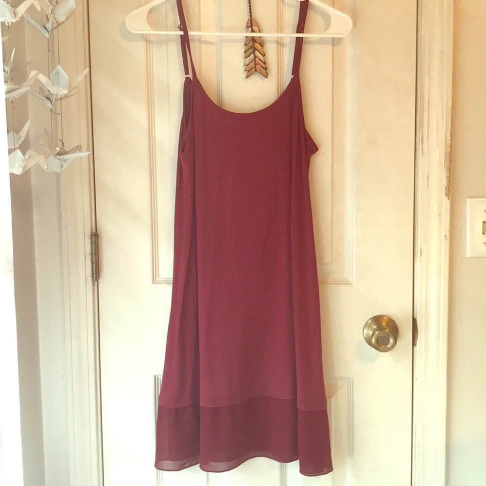 Burgundy spaghetti strap sun dress